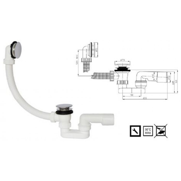 Сифон для ванны Plastbrno EVK0150